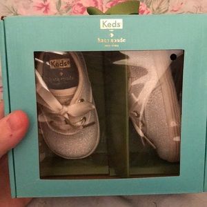 Kate spade white glitter keds NIB